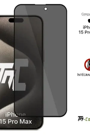 Apple iPhone 15 Pro Max - Verre trempé Anti-Espions - Intégral Privacy - TM-Concept® Authentique
