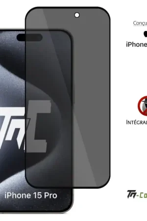 Nouveauté Apple iPhone 15 Pro - Verre trempé Anti-Espions - Intégral Privacy - TM-Concept®