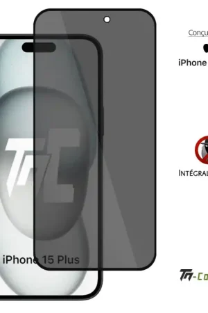 Apple iPhone 15 Plus - Verre trempé Anti-Espions - Intégral Privacy - TM-Concept® Satisfait Ou Remboursé