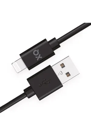 Prix Bas Cable Xqisit de charge USB-A vers Lightning Noir 1.5m