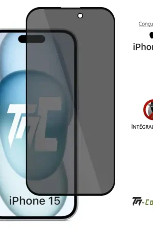 Meilleur Prix Apple iPhone 15 - Verre trempé Anti-Espions - Intégral Privacy - TM-Concept®