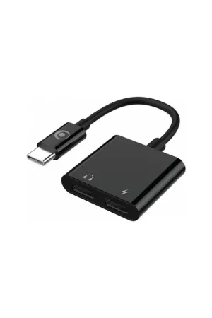 Adaptateur Audio USB C 60W PD vers USB C + Charge USB C 12cm Noir Paiement Sécurisé