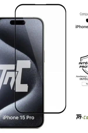 Apple iPhone 15 Pro - Verre trempé intégral Protect - Noir - TM-Concept® Remise