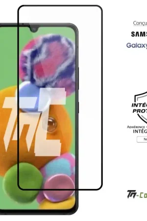 Samsung Galaxy A91 - Verre trempé intégral Protect - Noir - TM-Concept® Meilleure Vente