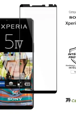 Sony Xperia 5 IV - Verre trempé intégral Protect - Noir - TM-Concept® Dernier Modèle