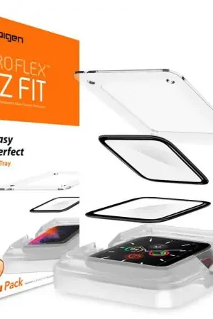 Livraison Gratuite Spigen Twin Pack ProFlex EZ Fit Tempered Glass Screen Protectors - For Apple Watch SE 2022 44mm