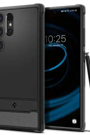 Spigen Matte Black Rugged Armor Case - For Samsung Galaxy S24 Ultra Vente Directe