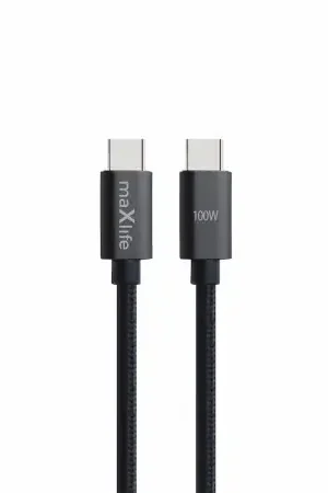 Produit De Marque Maxlife 100W 1m Black Braided USB-C to USB-C Charge & Sync Cable - For Samsung Galaxy S24 Ultra