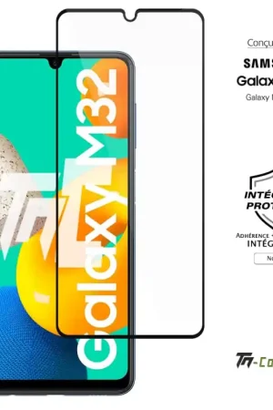 Samsung Galaxy M32 4G - Verre trempé intégral Protect - Noir - TM-Concept® Bon Marché