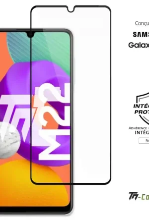 Offre Du Jour Samsung Galaxy M22 - Verre trempé intégral Protect - Noir - TM-Concept®