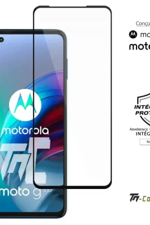 Motorola Moto G100 - Verre trempé intégral Protect - Noir - TM-Concept® Réduction