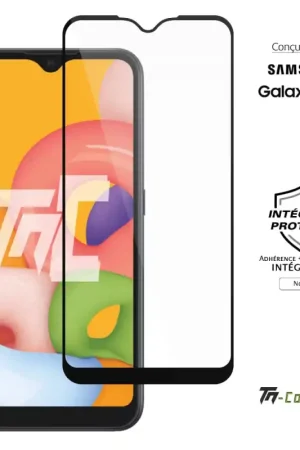 Expédié Aujourd’hui Samsung Galaxy A01 - Verre trempé intégral Protect - Noir - TM-Concept®