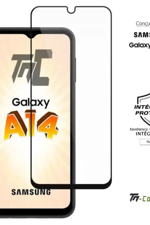 Samsung Galaxy A14 - Verre trempé intégral Protect - Noir - TM-Concept® Promotion Saisonnière