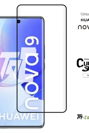 Expédition Rapide Huawei Nova 9 - Verre trempé 3D incurvé - Noir - TM-Concept®