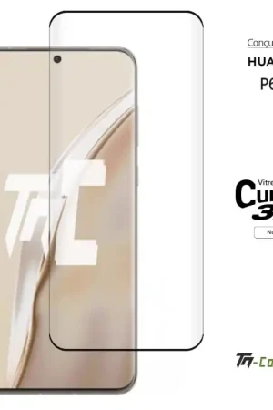 Prix Promo Huawei P60 - Verre trempé 3D incurvé - Noir - TM-Concept®