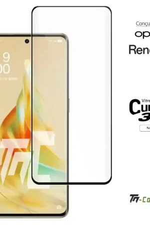 Oppo Reno 9 - Verre trempé 3D incurvé - Noir - TM-Concept® Offre Spéciale
