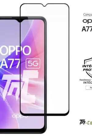 Oppo A77 5G - Verre trempé intégral Protect - Noir - TM-Concept® Populaire