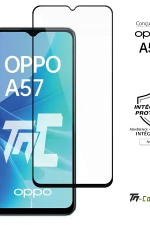 Oppo A57 / A57e / A57s - Verre trempé intégral Protect - Noir - TM-Concept® Commander Vite