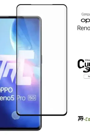 Oppo Reno 5 Pro - Verre trempé 3D incurvé - Noir - TM-Concept® Super Prix