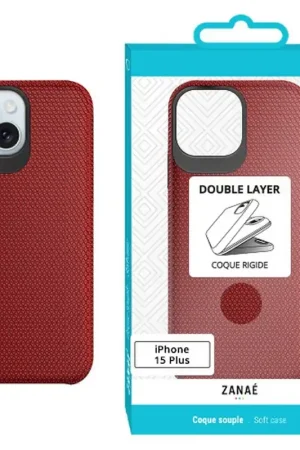 Coque Double Layer iPhone 15 Plus Rouge Retour Gratuit