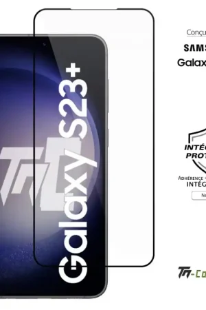 Samsung Galaxy S23 Plus - Verre trempé intégral Protect - Noir - TM-Concept® Bon Plan