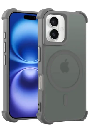 Coverzs Coque antichoc mate iPhone 16 avec MagSafe (gris) Affaire À Saisir