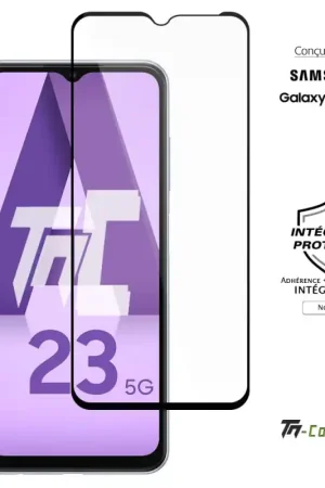 Samsung Galaxy A23 - Verre trempé intégral Protect - Noir - TM-Concept® Nouvel Arrivage