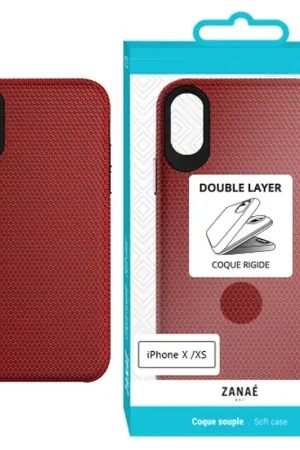 Coque Double Layer pour iPhone X / XS Rouge Pas Cher