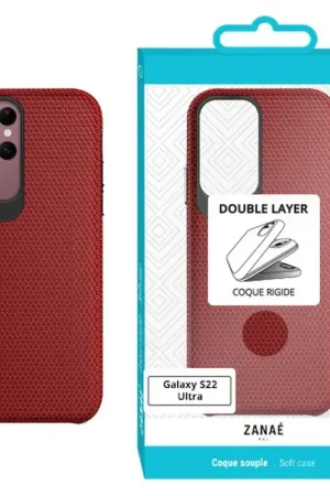 Coque Double Layer Rouge pour Galaxy S22 Ultra Haute Qualité