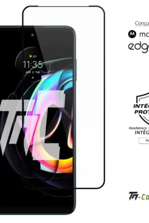 Motorola Edge 20 Fusion - Verre trempé intégral Protect - Noir - TM-Concept® Expédition Rapide