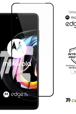 Nouvel Arrivage Motorola Edge 20 Lite - Verre trempé intégral Protect - Noir - TM-Concept®