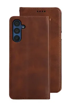Olixar Brown Eco-Leather Wallet Stand Case - For Samsung Galaxy A15 Authentique