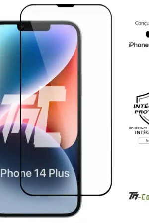 Nouvel Arrivage Apple iPhone 14 Plus - Verre trempé intégral Protect - Noir - TM-Concept®