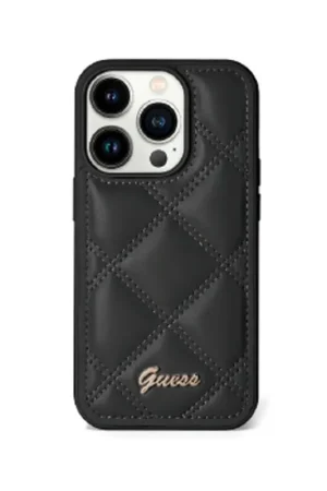 Coque Guess matelassée pour iPhone 15 Noir Petit Prix