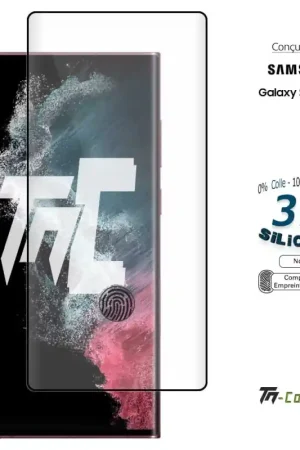 Samsung Galaxy S22 Ultra - Verre trempé incurvé 3D Silicone - TM-Concept® Bon Plan