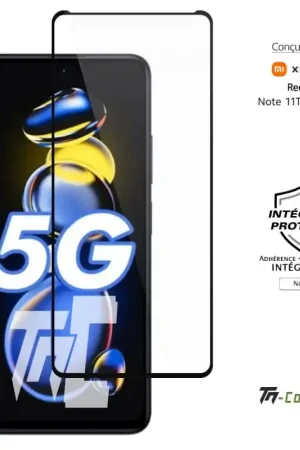 Xiaomi Redmi Note 11T Pro Plus - Verre trempé intégral Protect - Noir - TM-Concept® Promotion