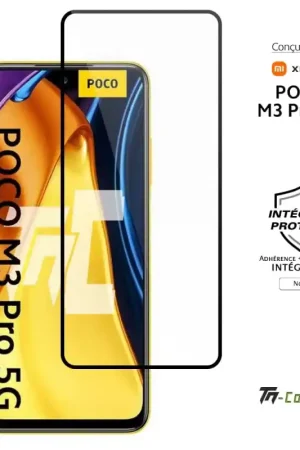 Xiaomi Poco M3 Pro - Verre trempé intégral Protect - Noir - TM-Concept® Produit De Marque