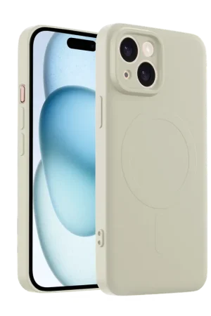 Satisfait Ou Remboursé ShieldCase Coque arrière MagSafe en silicone iPhone 15 (beige)