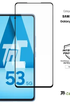 Samsung Galaxy A53 5G - Verre trempé intégral Protect Noir - adhérence 100% nano-silicone - TM-Concept® Prix Promo