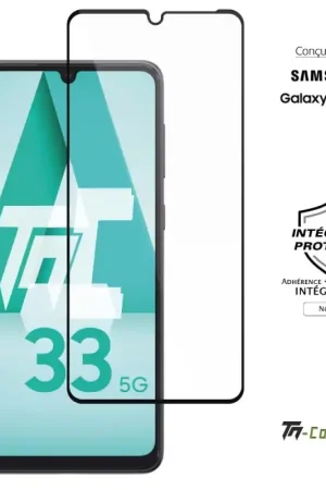 Samsung Galaxy A33 5G - Verre trempé intégral Protect Noir - adhérence 100% nano-silicone - TM-Concept® Vente Directe