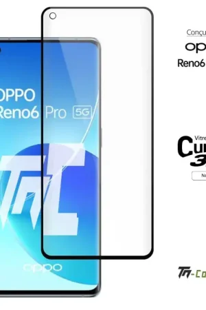 Top Vente Oppo Reno 6 Pro 5G - Verre trempé 3D incurvé - Noir - TM-Concept®