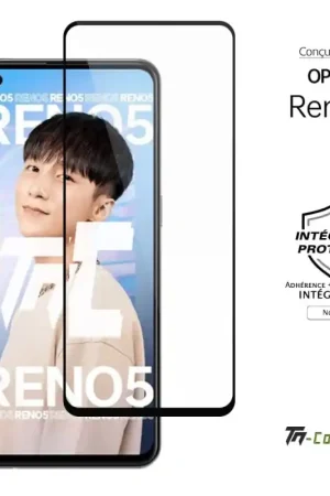 Certifié Oppo Reno 5 4G - Verre trempé intégral Protect - Noir - TM-Concept®