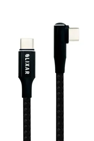 Olixar Black 1.5m L Shaped USB-C to C Right-Angled Braided Charge and Sync Cable - For Samsung Galaxy Tab S9 FE Plus Remise