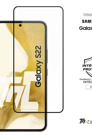 Samsung Galaxy S22 - Verre trempé intégral Protect Noir - adhérence 100% nano-silicone - TM-Concept® Prix Choc