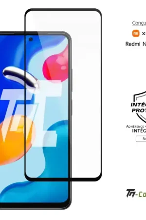 Acheter Direct Xiaomi Redmi Note 11S 5G - Verre trempé intégral Protect Noir - adhérence 100% nano-silicone - TM-Concept®