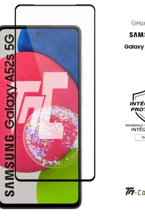 Livraison Express Samsung Galaxy A52s 5G - Verre trempé intégral Protect Noir - adhérence 100% nano-silicone - TM-Concept®