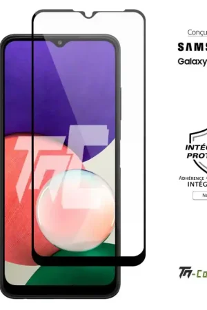 Marque Samsung Galaxy A22 5G - Verre trempé intégral Protect Noir - adhérence 100% nano-silicone - TM-Concept®