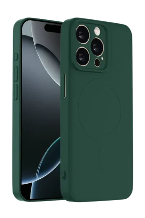 Bon Plan ShieldCase Coque arrière MagSafe en silicone iPhone 15 Pro (vert foncé)