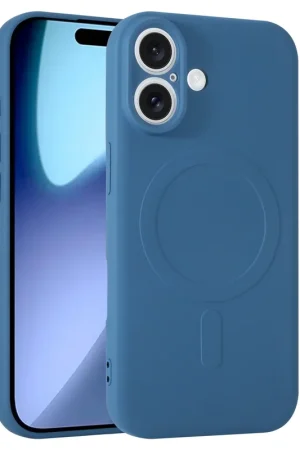 Livraison Gratuite ShieldCase Coque arrière MagSafe en silicone pour iPhone 17 (bleu foncé)