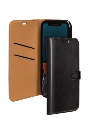 Certifié Folio iPhone 12 / 12 Pro Wallet avec languette Noir Bigben